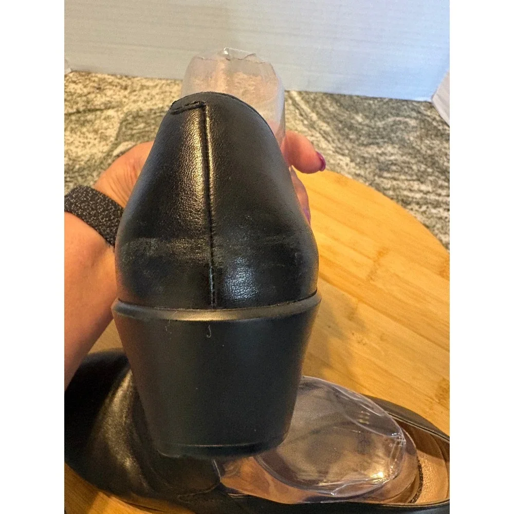 Dansko Black Leather Slip On Wedge Loafers Womens 40 Comfort Work Shoes